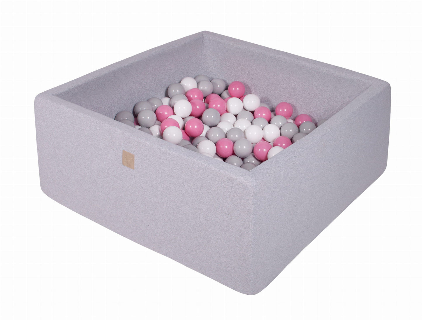 Square Ball Pit With 200 Balls, 90x90x40cm, Light Grey, Cotton