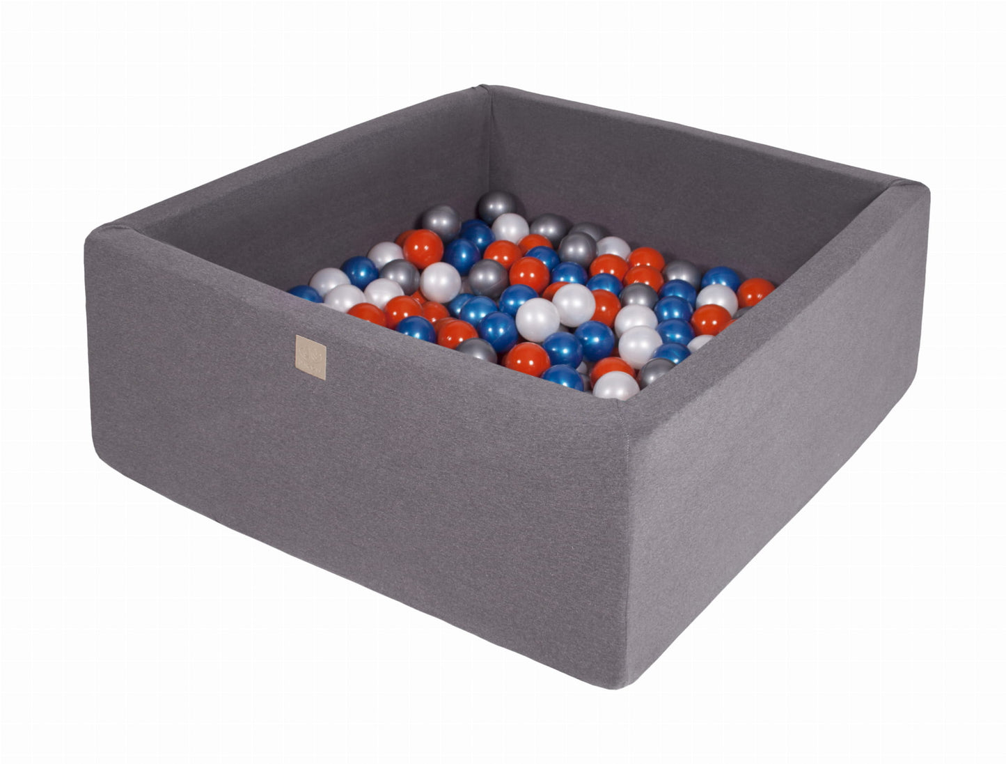 Square Ball Pit With 200 Balls, 90x90x40cm, Dark Grey, Cotton