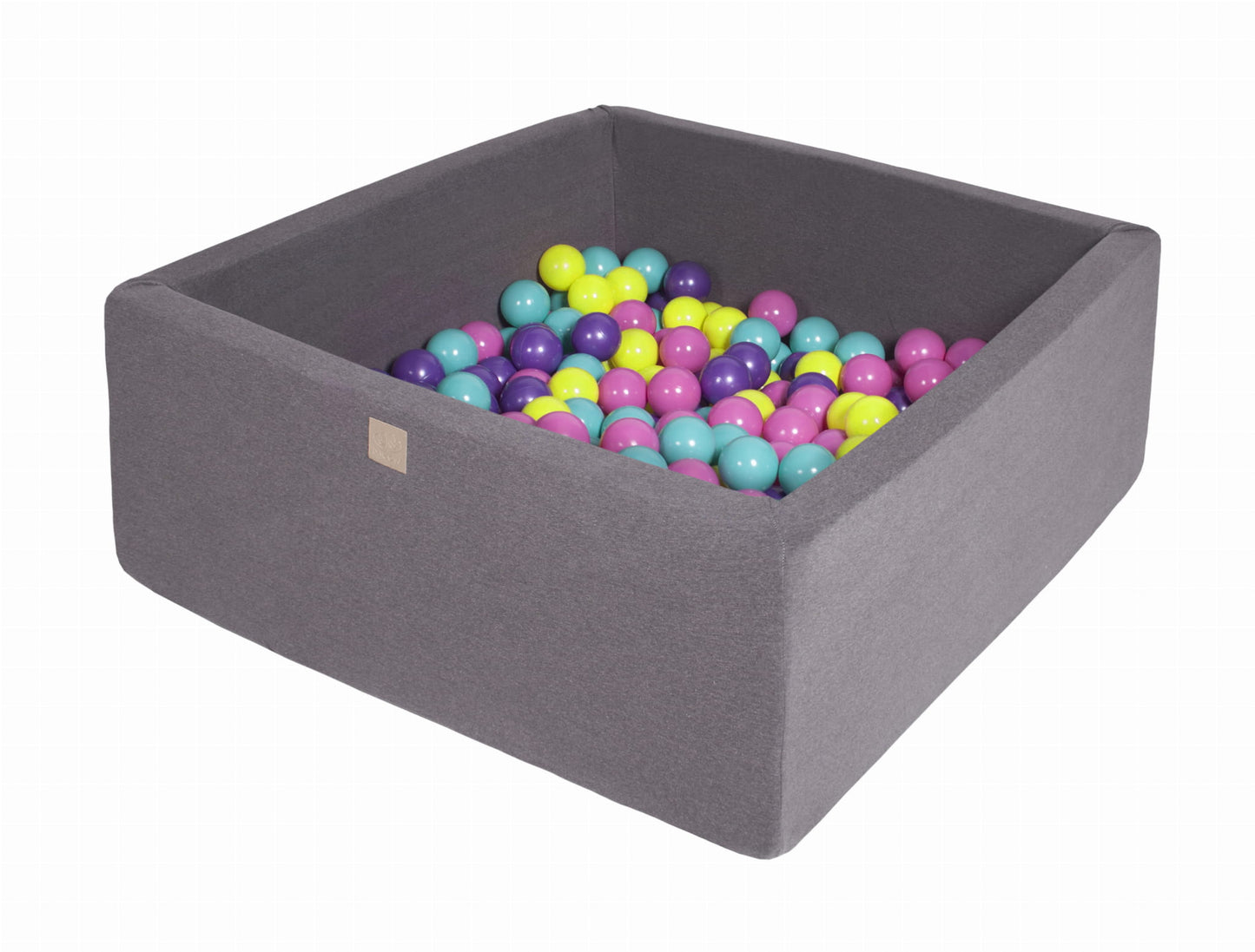 Square Ball Pit With 200 Balls, 90x90x40cm, Dark Grey, Cotton