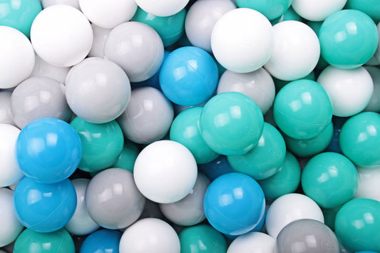 Soft Plastic Balls 7cm For The Ball Pit Certified Set 200pcs: White/Blue/Turquoise/Gray