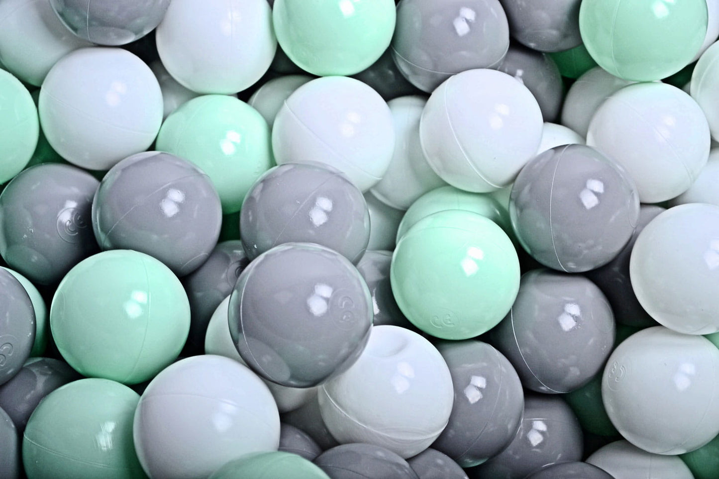 Soft Plastic Balls 7cm For The Ball Pit Certified Set 200pcs: Mint/Gray/White