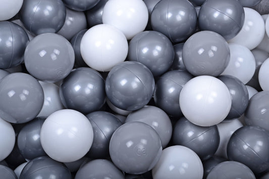 Soft Plastic Balls 7cm For The Ball Pit Certified Set 300pcs: Silver/White/Gray