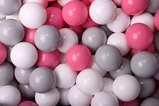 Soft Plastic Balls 7cm For The Ball Pit Certified Set 300pcs: Gray/White/Light Pink