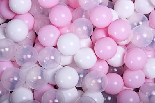 Soft Plastic Balls 7cm For The Ball Pit Certified Set 400pcs: Pastel Pink/Transparent/White