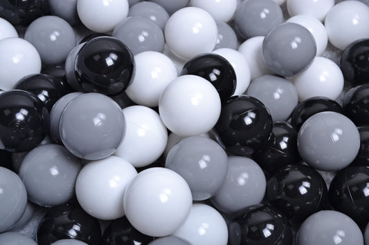 Soft Plastic Balls 7cm For The Ball Pit Certified Set 500pcs: Black/Gray/White