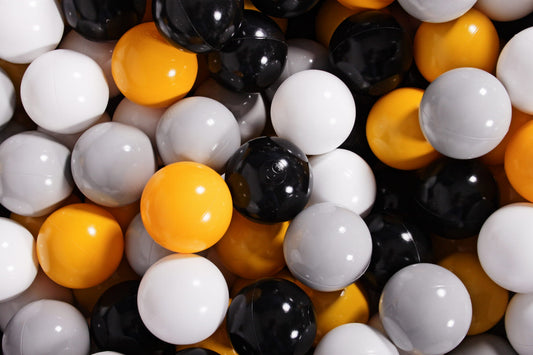 Soft Plastic Balls 7cm For The Ball Pit Certified Set 100pcs: White/Gray/Black/Yellow