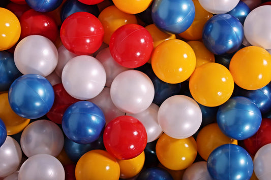 Soft Plastic Balls 7cm For The Ball Pit Certified Set 100pcs: Yellow/Red/White Pearl/Blue Pearl