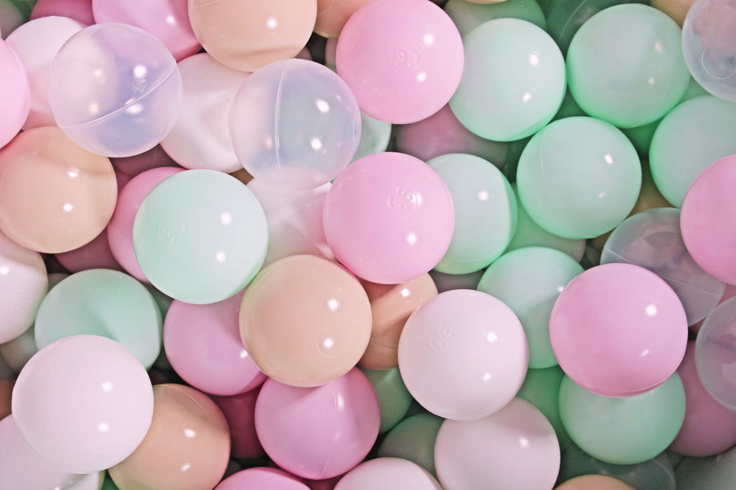 Soft Plastic Balls 7cm For The Ball Pit Certified Set 100pcs: Beige/Mint/Pastel Pink/White/Transparent