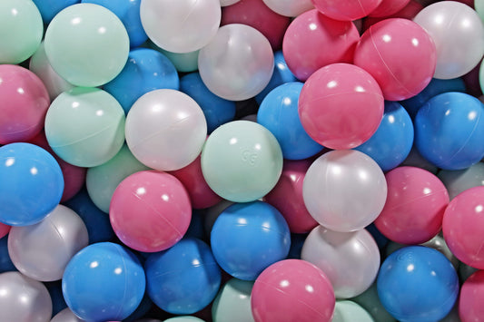 Soft Plastic Balls 7cm For The Ball Pit Certified Set 100pcs: Light Pink/Blue/White Pearl/Mint