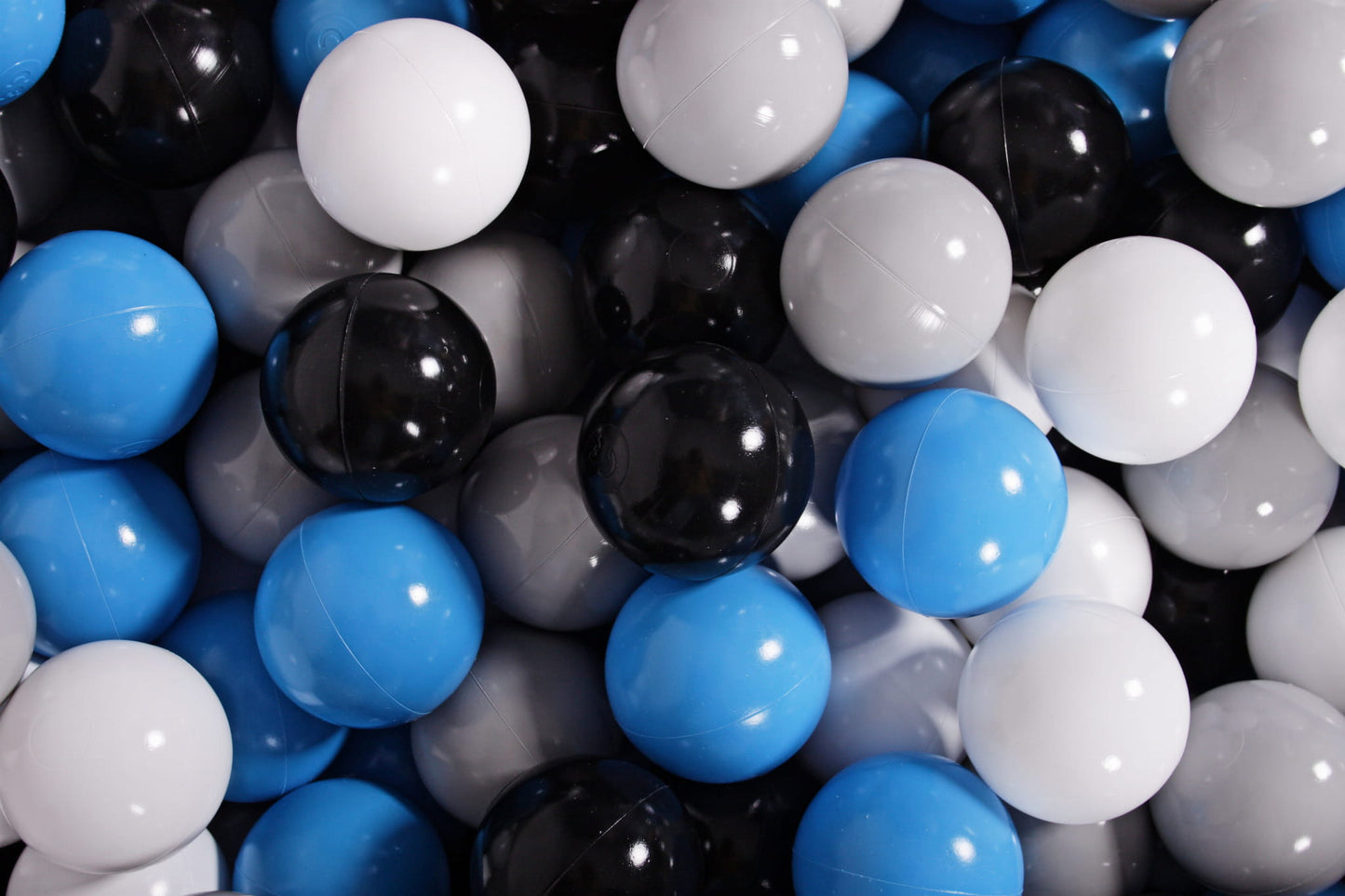 Soft Plastic Balls 7cm For The Ball Pit Certified Set 100pcs: Gray/White/Blue/Black