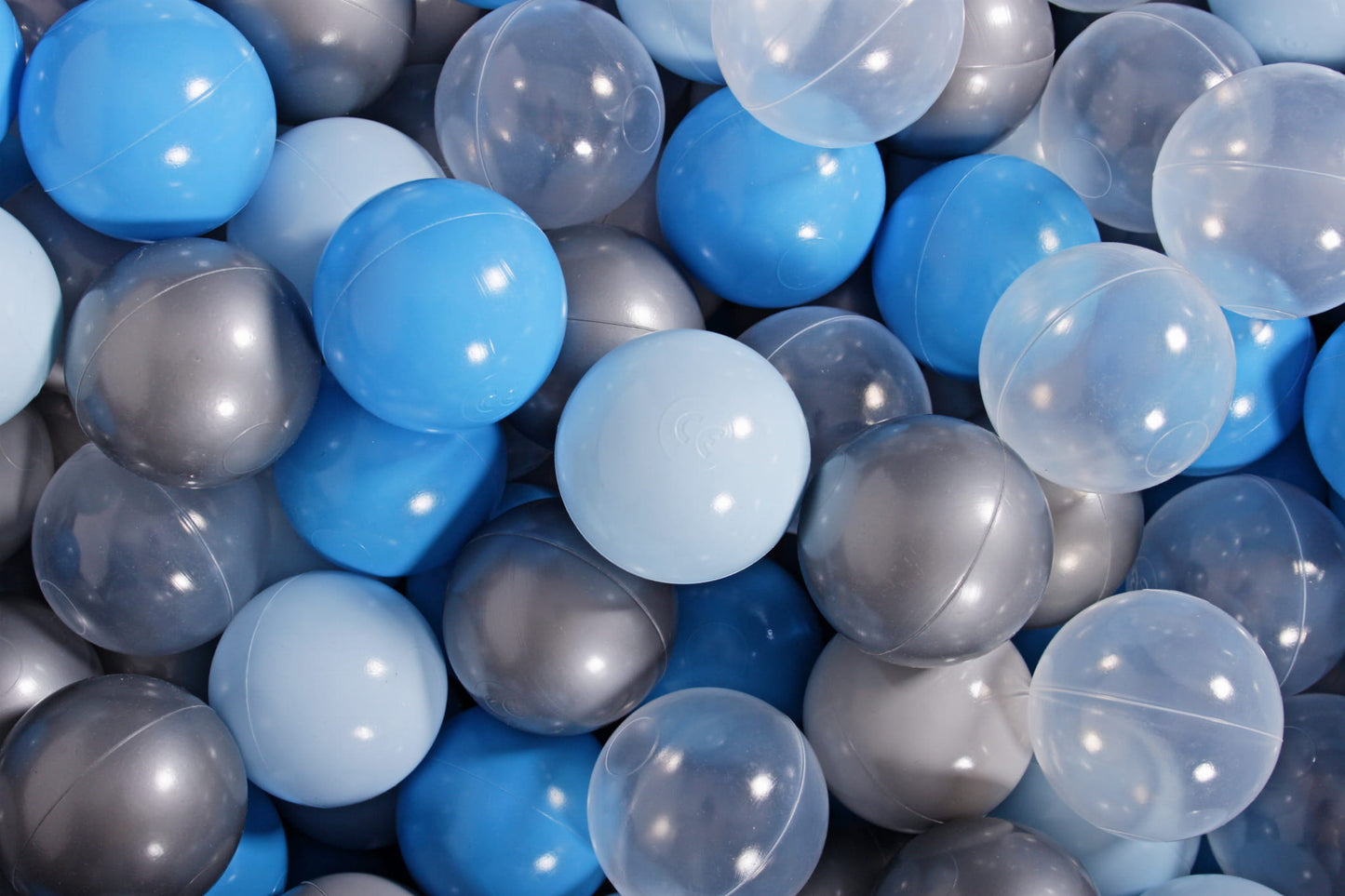 Soft Plastic Balls 7cm For The Ball Pit Certified Set 200pcs: Baby Blue/Blue/Silver/Transparent