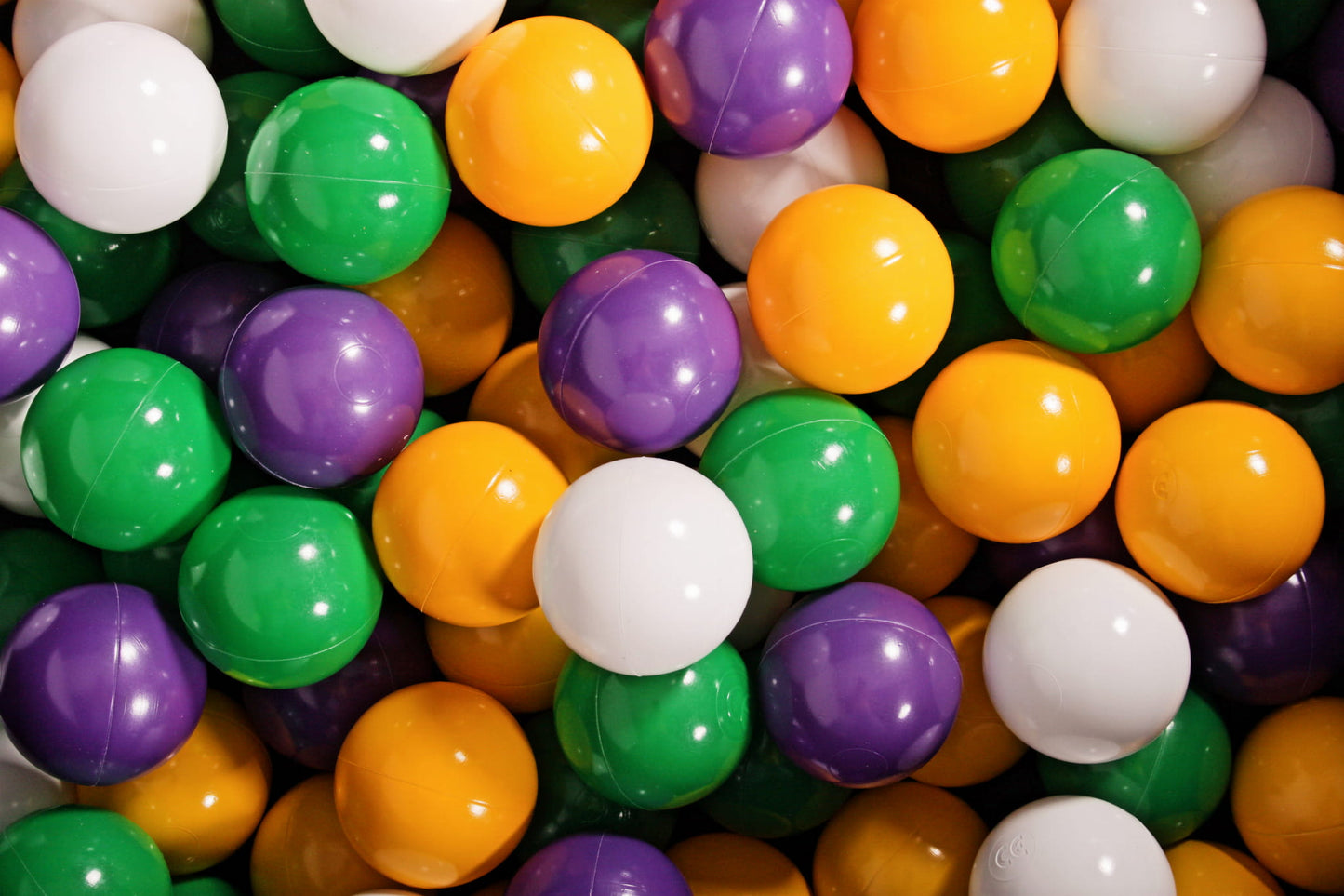 Soft Plastic Balls 7cm For The Ball Pit Certified Set 300pcs: Green/Violet/Yellow/White