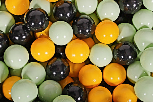 Soft Plastic Balls 7cm For The Ball Pit Certified Set 300pcs: Light Green/Yellow/Black