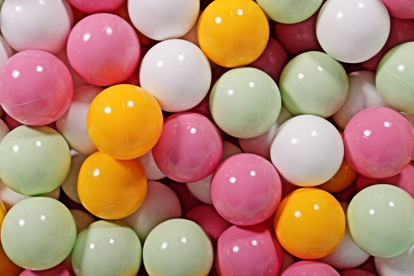 Soft Plastic Balls 7cm For The Ball Pit Certified Set 300pcs: Light Green/Light Pink/Yellow/White