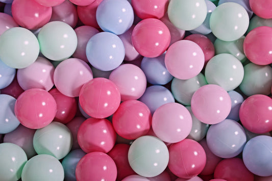 Soft Plastic Balls 7cm For The Ball Pit Certified Set 300pcs: Pastel Pink/Light Pink/Mint/Baby Blue