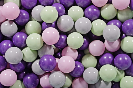 Soft Plastic Balls 7cm For The Ball Pit Certified Set 500pcs: Light Green/Violet/Gray/Pastel Pink