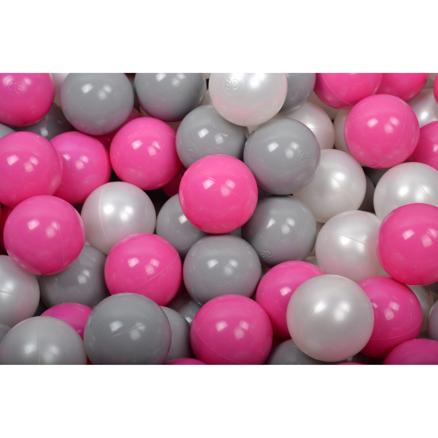 Foam Playset With Small Ball Pit Playground For Children With 100 Balls Certified, Velvet, Light Gray: White Pearl /Gray/Dark Pink