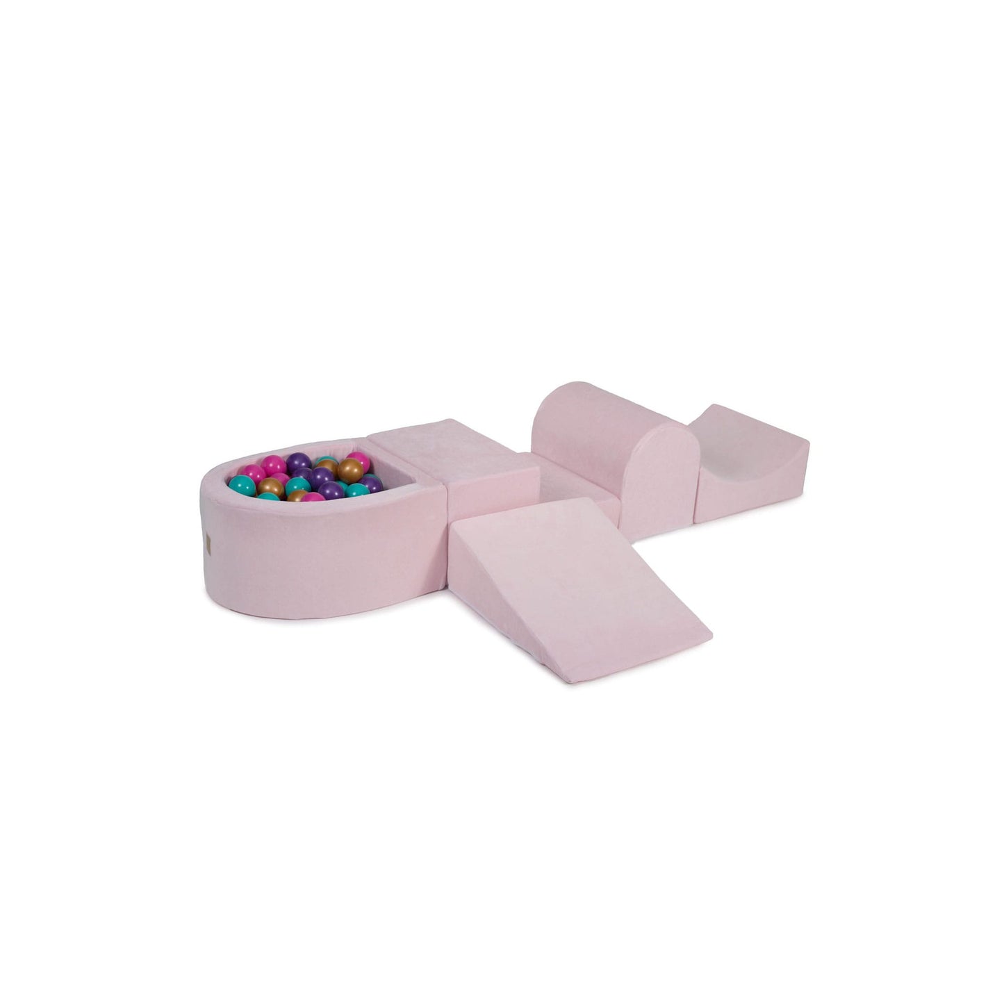 Foam Playset With Small Ball Pit Playground For Children With 100 Balls Certified, Velvet, Light Pink: Violet/Gold/Dark Pink/Turquoise