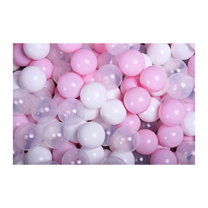 Foam Playset With Small Ball Pit Playground For Children With 100 Balls Certified, Velvet, Light Pink: Pastel Pink/Transparent/White