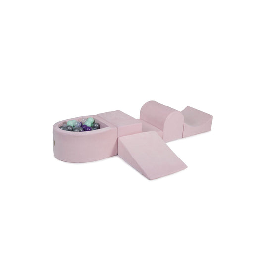 Foam Playset With Small Ball Pit Playground For Children With 100 Balls Certified, Velvet, Light Pink: Violet/Silver/Mint/Transparent