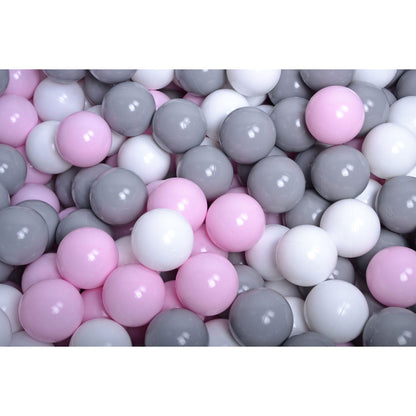 Foam Playset With Small Ball Pit Playground For Children With 100 Balls Certified, Velvet, Light Gray: Gray/White/Pastel Pink