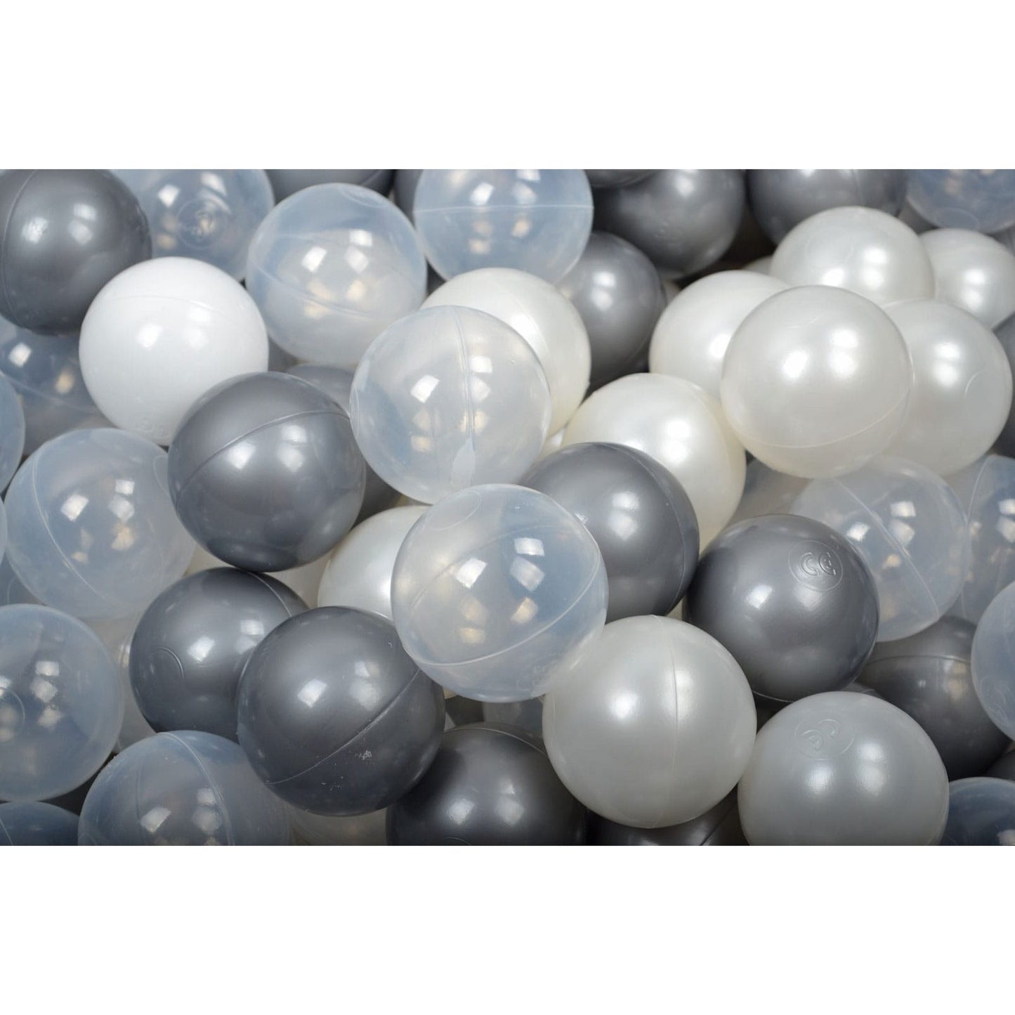 Foam Playset With Small Ball Pit Playground For Children With 100 Balls Certified, Velvet, Light Gray: Silver/White Pearl/Transparent