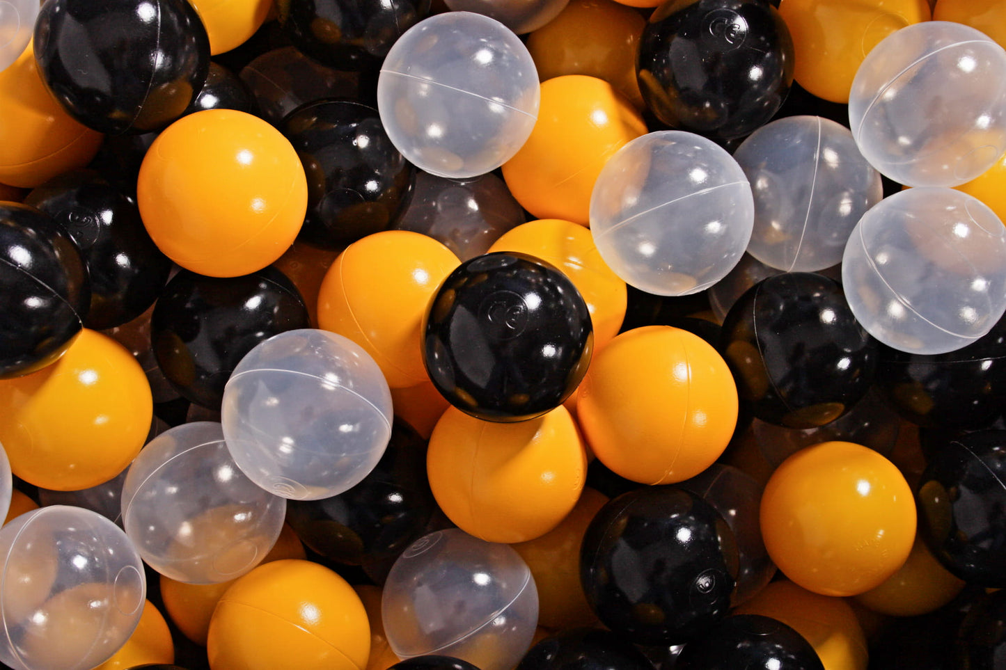 Soft Plastic Balls 7cm For The Ball Pit Certified Set 400pcs: Yellow/Black/Transparent