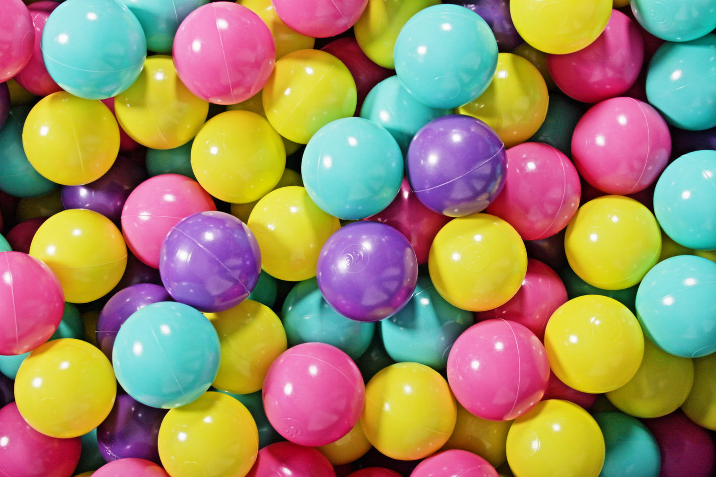 Soft Plastic Balls 7cm For The Ball Pit Certified Set 100pcs: Violet/Light Pink/Yellow/Turquoise