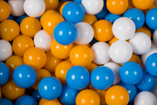 Soft Plastic Balls 7cm For The Ball Pit Certified Set 400pcs: White/Mustard/Blue