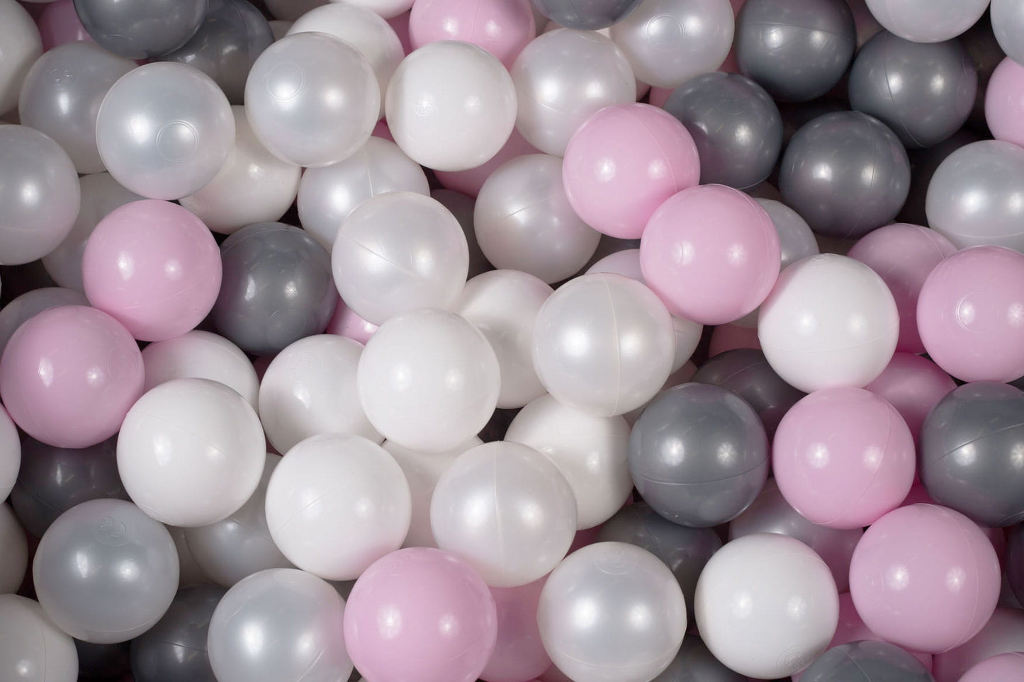 Soft Plastic Balls 7cm For The Ball Pit Certified Set 100pcs: White/White Pearl/Silver/Pastel Pink