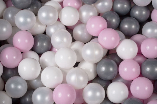 Soft Plastic Balls 7cm For The Ball Pit Certified Set 400pcs: White/White Pearl/Silver/Pastel Pink