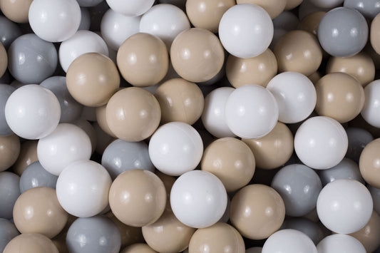 Soft Plastic Balls 7cm For The Ball Pit Certified Set 200pcs: Beige/Gray/White