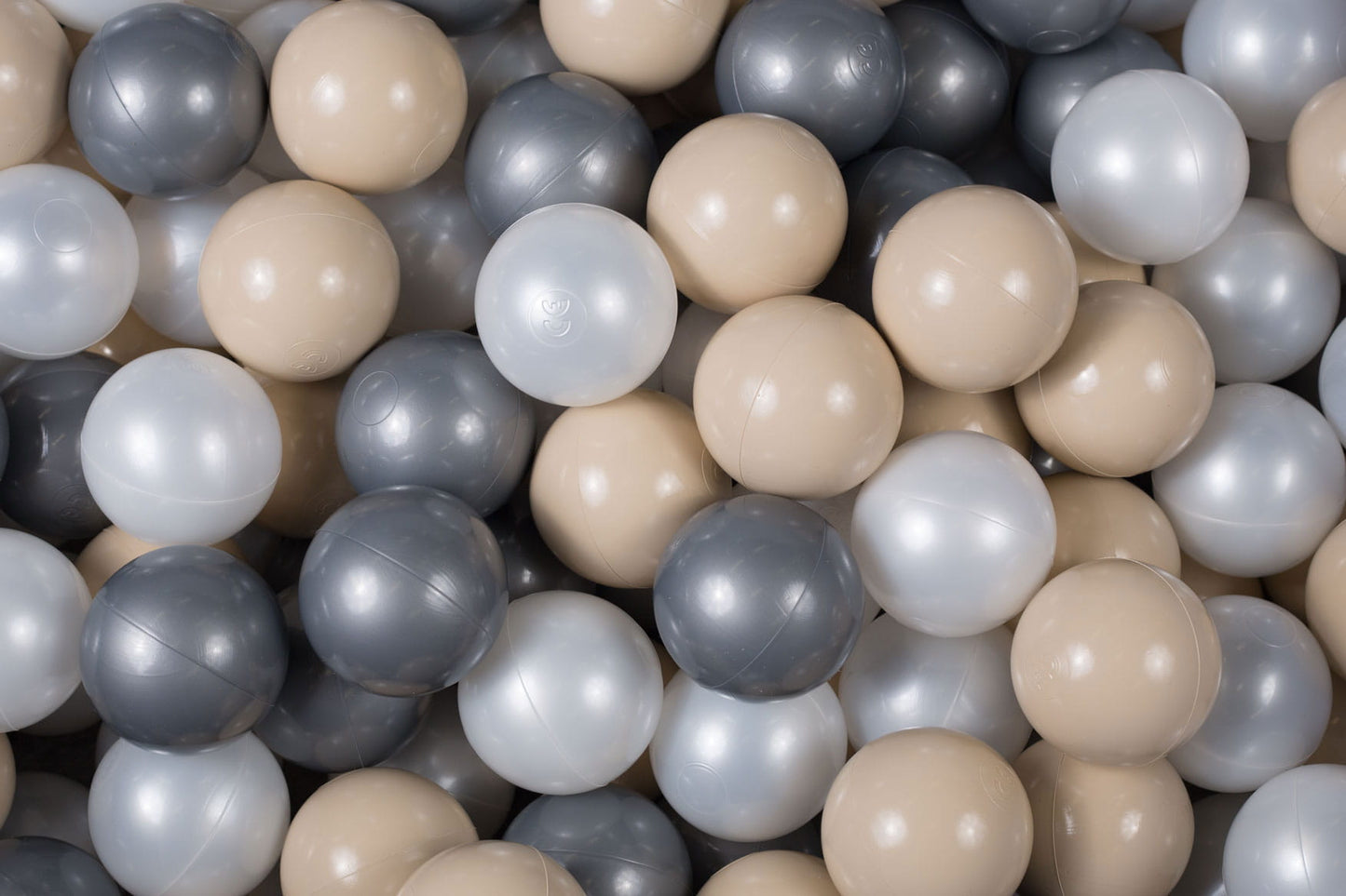 Soft Plastic Balls 7cm For The Ball Pit Certified Set 100pcs: Beige/White Pearl/Silver