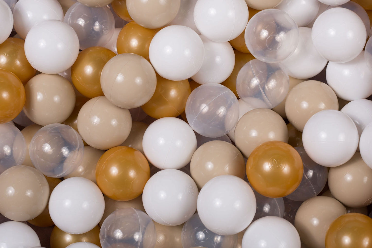 Soft Plastic Balls 7cm For The Ball Pit Certified Set 400pcs: Gold/Beige/White/Transparent