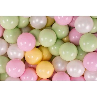 Foam Playset With Small Ball Pit Playground For Children With 100 Balls Certified, Velvet, Light Pink: White Pearl/ Light Green/Pastel Pink/Pastel Yellow