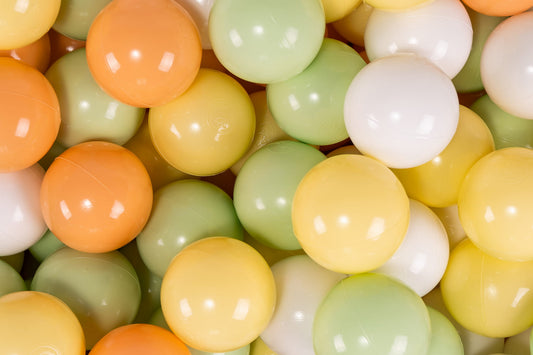 Soft Plastic Balls 7cm For The Ball Pit Certified Set 100pcs: White/Peach/Light Green/Pastel Yellow