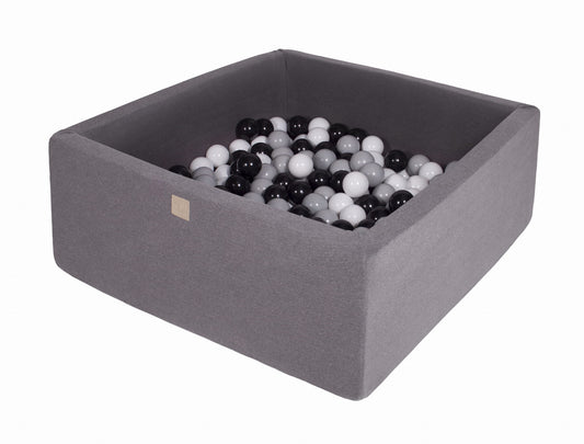 Square Ball Pit With 400 Balls, 110x110x40cm, Dark Grey, Cotton