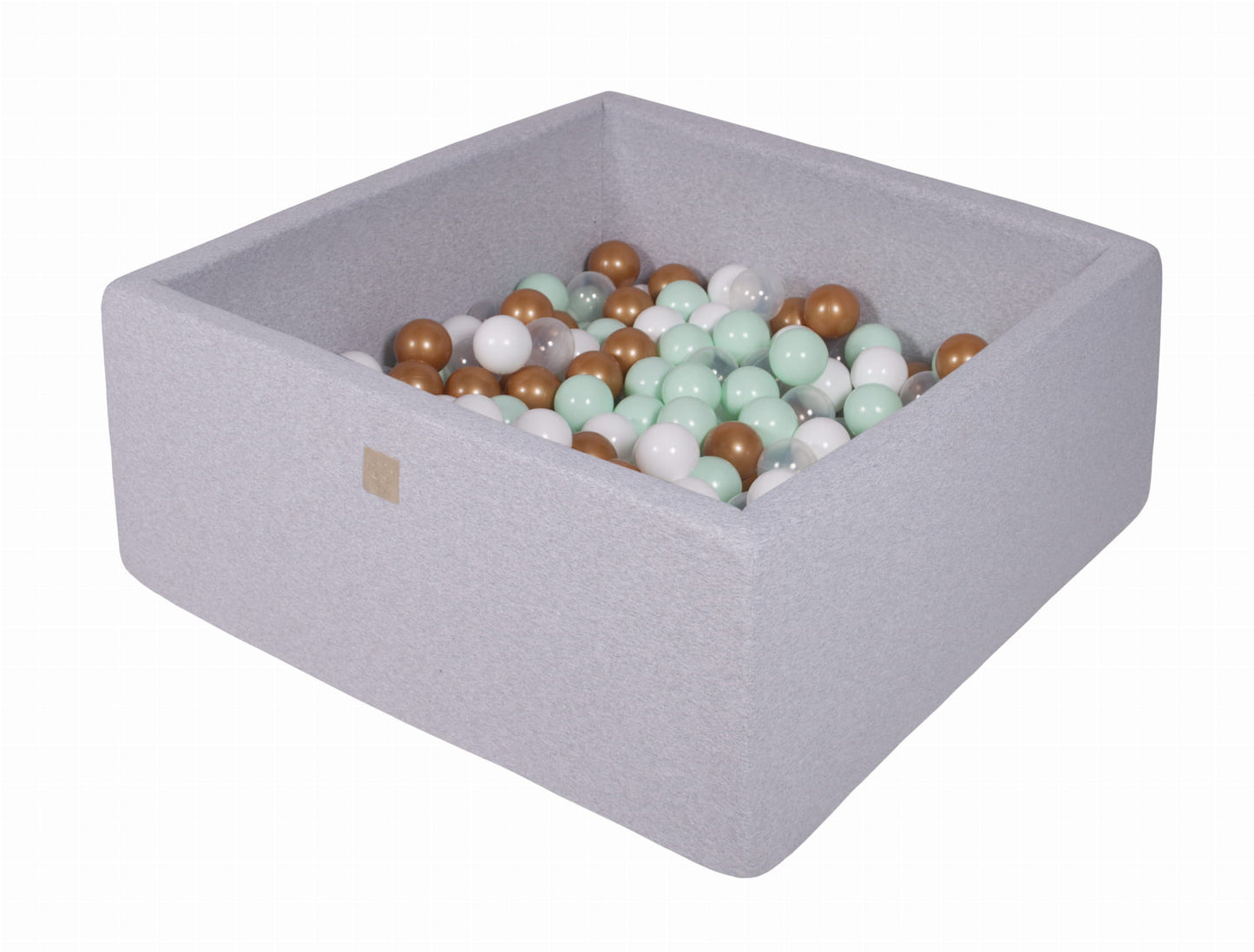 Square Ball Pit With 400 Balls, 110x110x40cm, Light Grey, Cotton