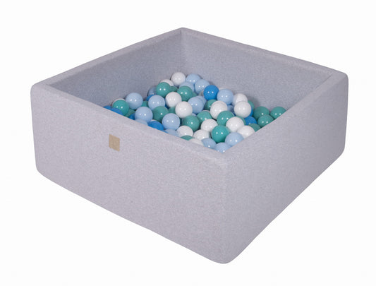 Square Ball Pit With 400 Balls, 110x110x40cm, Light Grey, Cotton