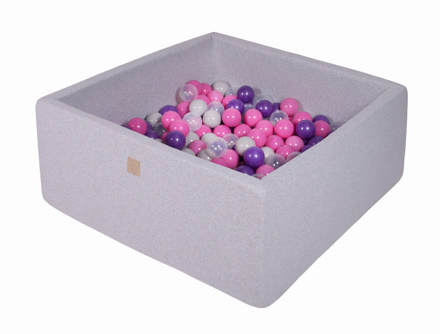 Square Ball Pit With 400 Balls, 110x110x40cm, Light Grey, Cotton