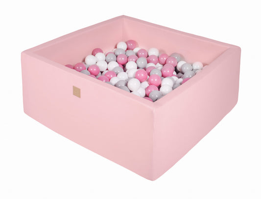 Square Ball Pit With 400 Balls, 110x110x40cm, Light Pink, Cotton