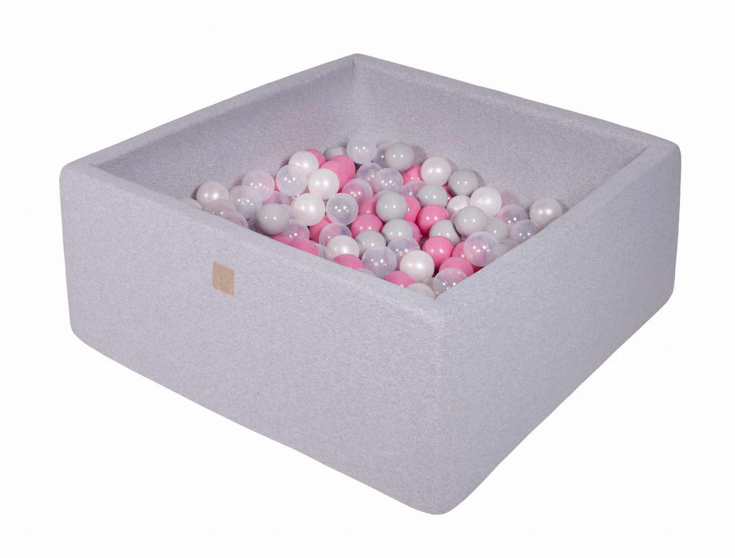 Square Ball Pit With 400 Balls, 110x110x40cm, Light Grey, Cotton