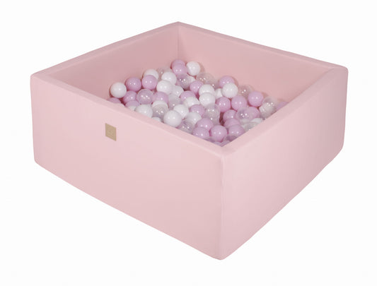 Square Ball Pit With 400 Balls, 110x110x40cm, Light Pink, Cotton