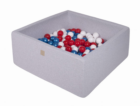 Square Ball Pit With 400 Balls, 110x110x40cm, Light Grey, Cotton