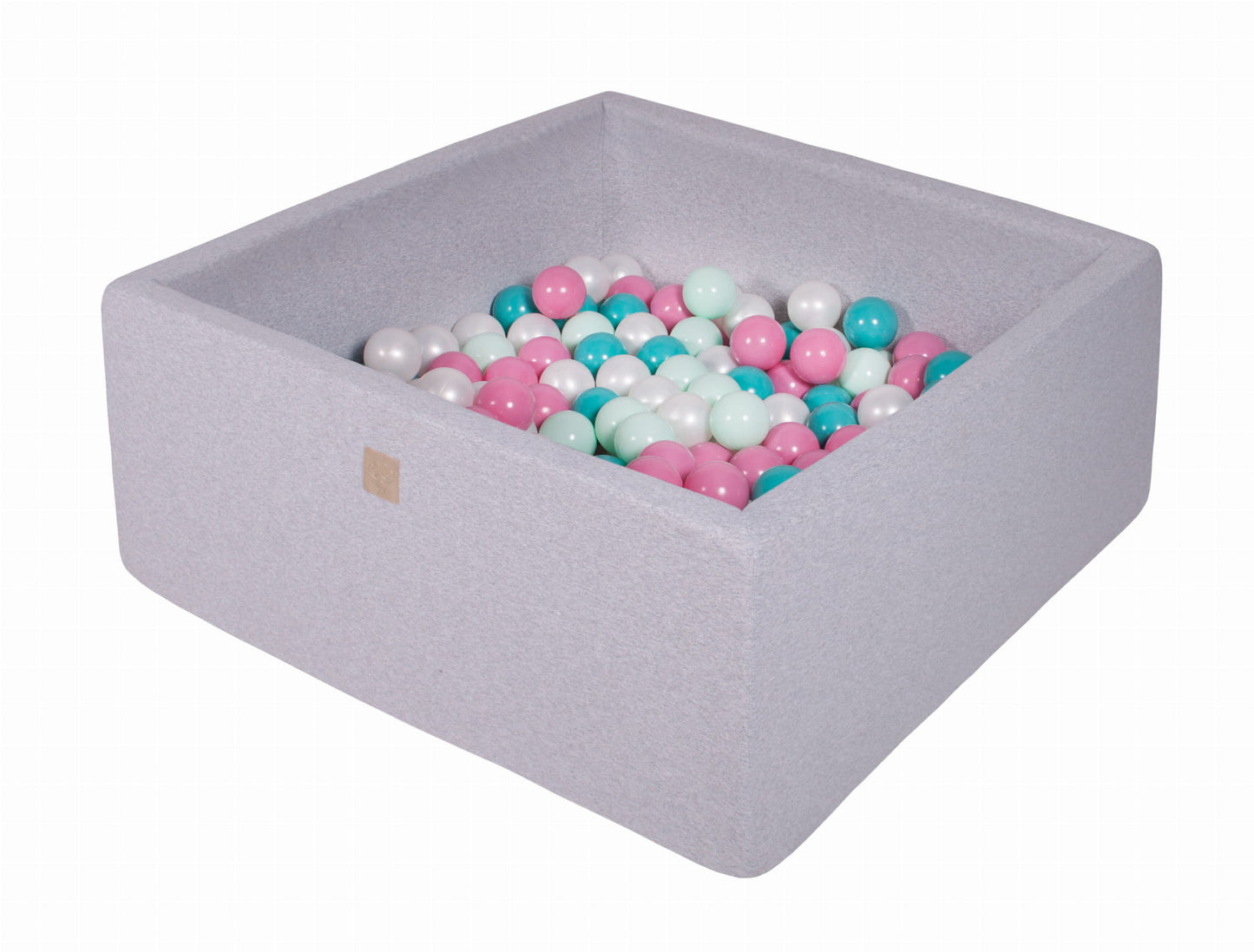 Square Ball Pit With 400 Balls, 110x110x40cm, Light Grey, Cotton