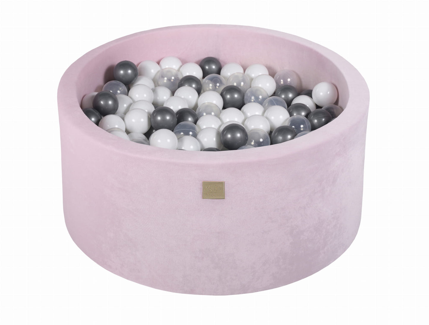 Round Ball Pit With 300 Balls, 90x40cm, Light Pink, Velvet