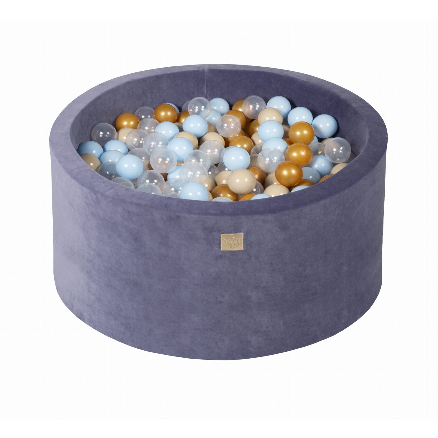 Round Ball Pit With 300 Balls, 90x40cm, Blue Grey, Velvet