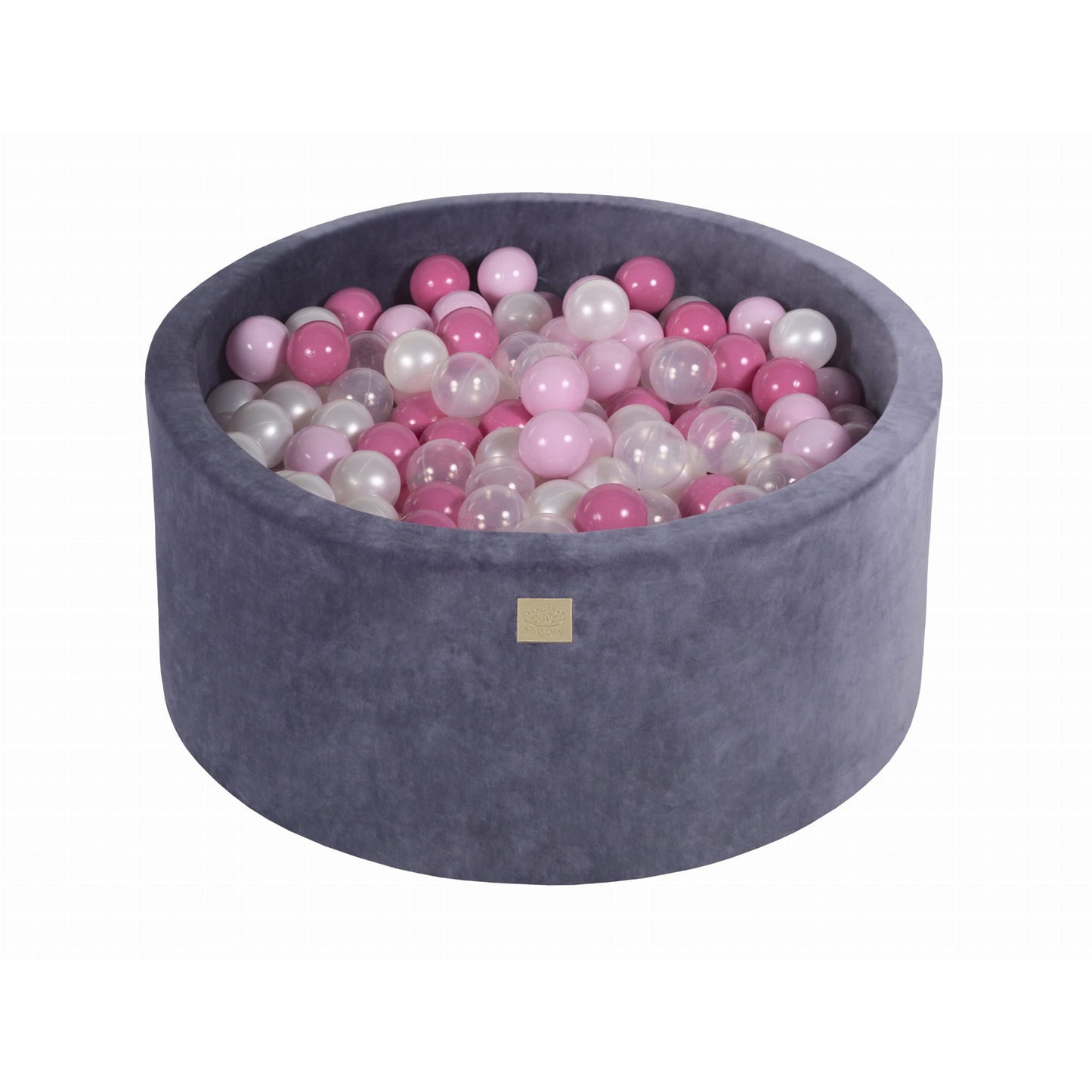 Round Ball Pit With 300 Balls, 90x40cm, Blue Grey, Velvet