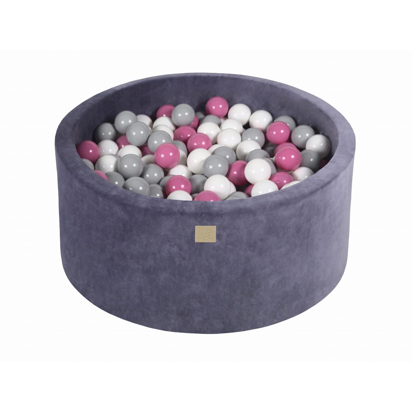 Round Ball Pit With 300 Balls, 90x40cm, Blue Grey, Velvet