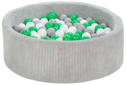 Velinda Soft Play Ball Pit with 300 Balls - Corduroy Fabric - 90cm - Kids Play Toy